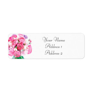 Pink Flowers Address Labels