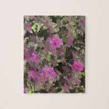 Pink Flowers Amongst Green Puzzle