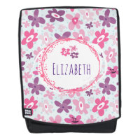 Pink Flowers and Blue Hearts Cute Personalised