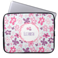 Pink Flowers and Blue Hearts Cute Whimsical