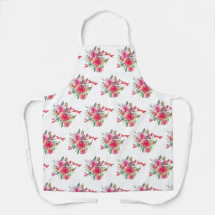 Pink flowers and dragonflies pattern  apron