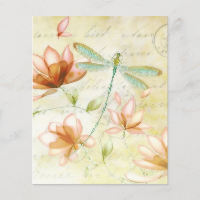 Pink flowers and dragonfly (Front)