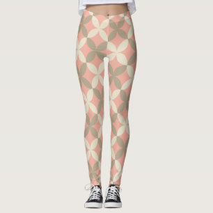pink flowers and grey leaves patterned leggings