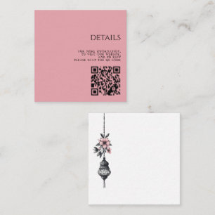Pink Flowers and Lanterns QR Code Enclosure Card