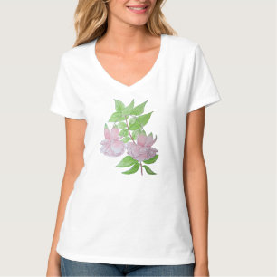 Pink flowers and leaf design original painting art T-Shirt