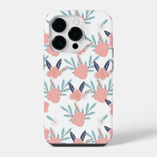 Pink Flowers And Leaves iPhone 14 Pro Case