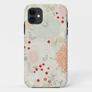 Pink flowers and little birds wallpaper Case-Mate iPhone case