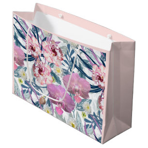 Pink flowers and orchid.  large gift bag