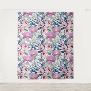 Pink flowers and orchid. tapestry