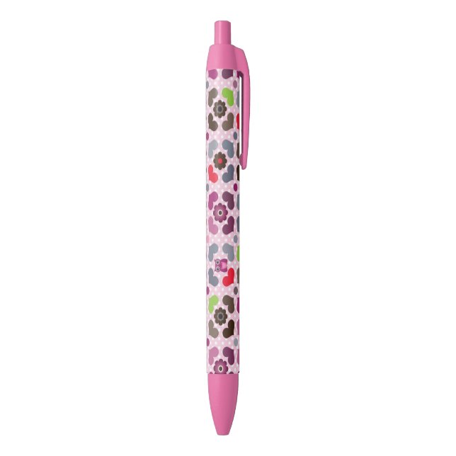 pink flowers and owls pattern black ink pen (Bottom (Vertical))