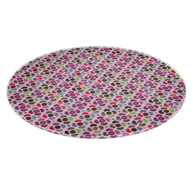 pink flowers and owls pattern cutting board (Corner)