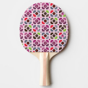 pink flowers and owls pattern ping pong paddle