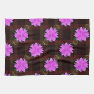 Pink flowers and red cells. Kitchen Towels