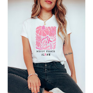 Pink Flowers and Ribbons Breast Cancer Month T-Shirt