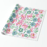 pink flowers and succulents botanical watercolor wrapping paper<br><div class="desc">special and beautiful vintage floral watercolor pattern wraping paper</div>