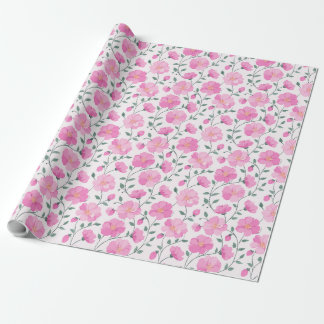 Pink Flowers and Vines Wrapping Paper
