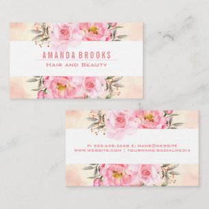 Pink Flowers   Artistic Paint   Pink Texture Business Card