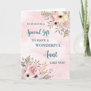Pink Flowers Aunt Happy Mother's Day Card