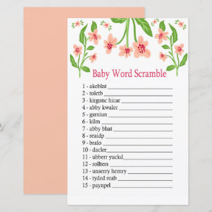 Pink Flowers Baby word scramble game