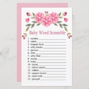 Pink flowers Baby word scramble game