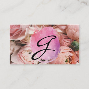 Pink Flowers Background Business Card