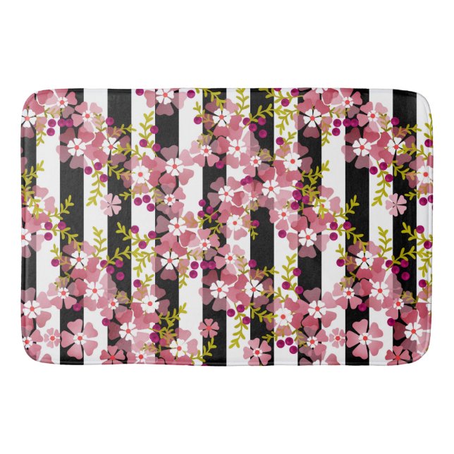 Pink flowers bath mat (Front)