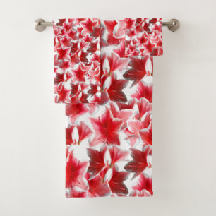 Pink Flowers Bath Towel Set