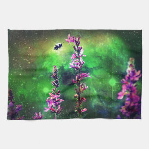 Pink Flowers & Bee Against The World Tea Towel