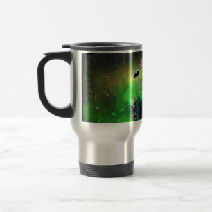 Pink Flowers & Bee Against The World Travel Mug