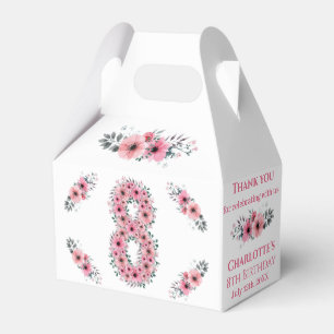 Pink Flowers Big 8th Birthday Girl Green Foliage Favour Box