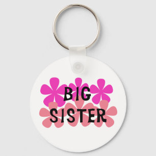 Pink Flowers Big Sister Key Ring