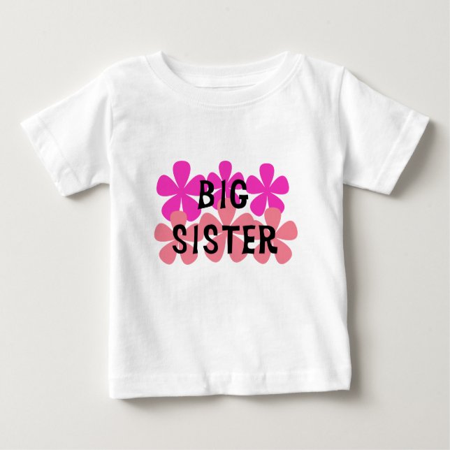 Pink Flowers Big Sister T-shirts and Gifts (Front)