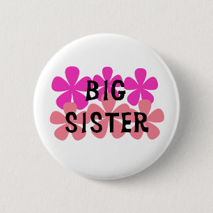 Pink Flowers Big Sister T-shirts and Gifts 6 Cm Round Badge