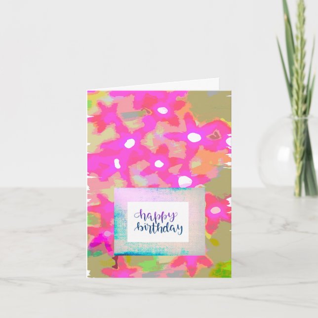PINK FLOWERS BIRTHDAY CARD (Front)