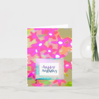 PINK FLOWERS BIRTHDAY CARD