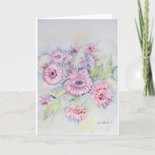 Pink Flowers Blank Card
