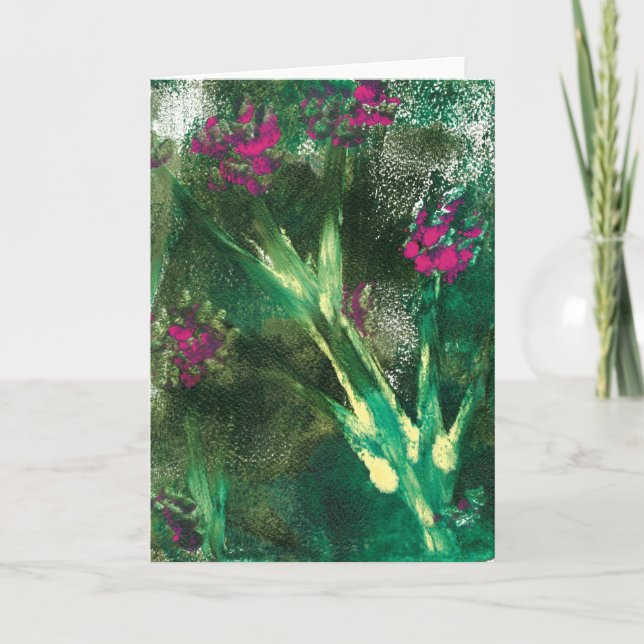 Pink Flowers blank greeting card (Front)