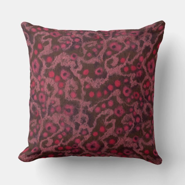 Pink Flowers, Blush Curves, fibre art felt pattern Cushion (Front)