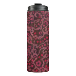 Pink Flowers, Blush Curves, fibre art felt pattern Thermal Tumbler