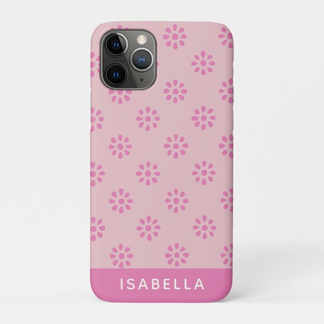 Pink Flowers Boho Aesthetic Pattern Personalised Case-Mate iPhone Case (Back)