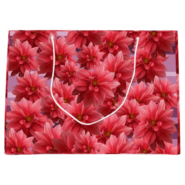 Pink Flowers  Botanical Art  Large Gift Bag (Front)