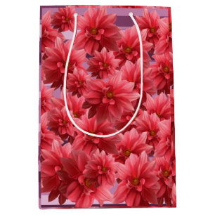 Pink Flowers Botanical Art Medium Gift Bag