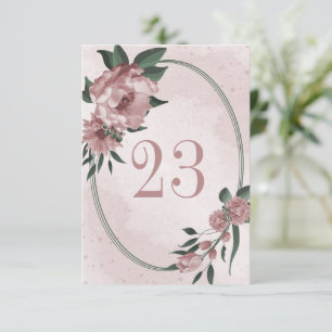pink flowers botanical geometric table number 
