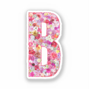 Pink Flowers Botanical Monogram Letter B For Her