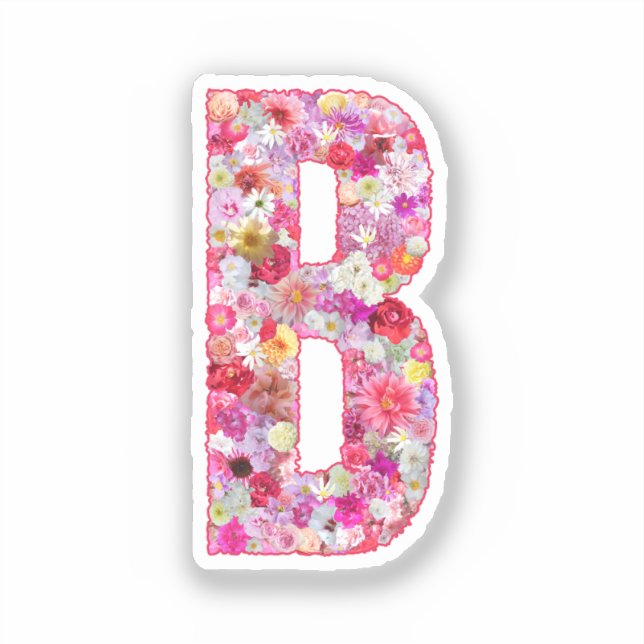 Pink Flowers Botanical Monogram Letter B For Her (Front)