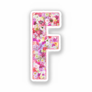 Pink Flowers Botanical Monogram Letter F For Her