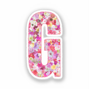 Pink Flowers Botanical Monogram Letter G For Her