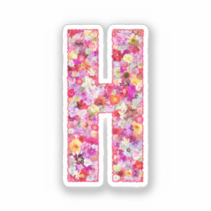 Pink Flowers Botanical Monogram Letter H For Her
