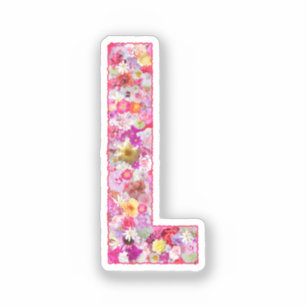Pink Flowers Botanical Monogram Letter L For Her
