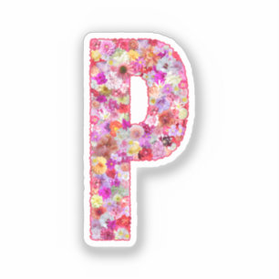 Pink Flowers Botanical Monogram Letter P For Her